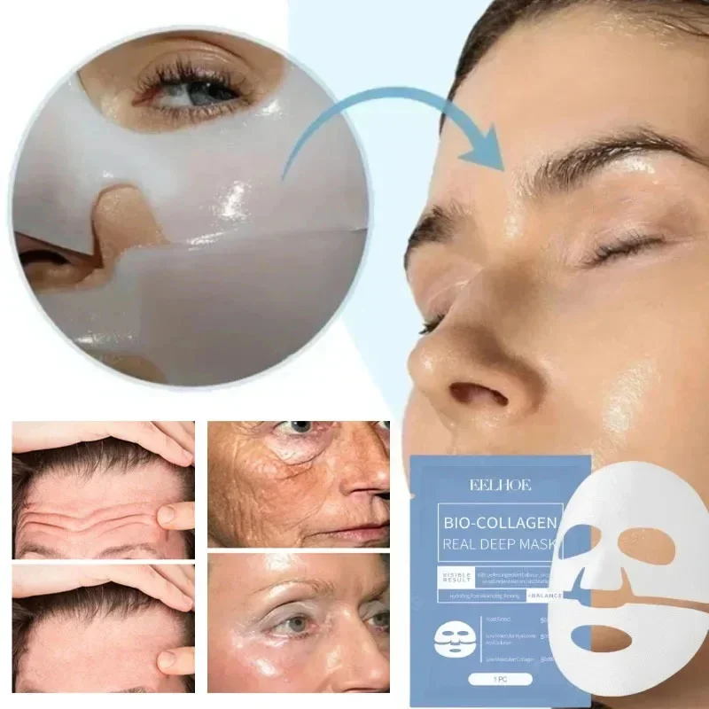 Maschera viso antirughe al collagene Dissolvenza viso Linea sottile Lift Pelle solida Anti-età Idratante Illumina la cura della pelle Cosmetici coreani