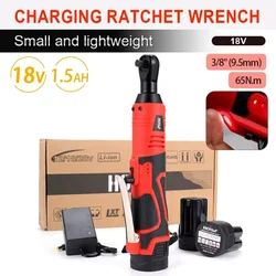 18V Cordless Electric Screwdriver Wrench 3/8 Inch Right Angle Ratchet Wrench Impact Drill to Removal Screw Nut Car Repair Tool