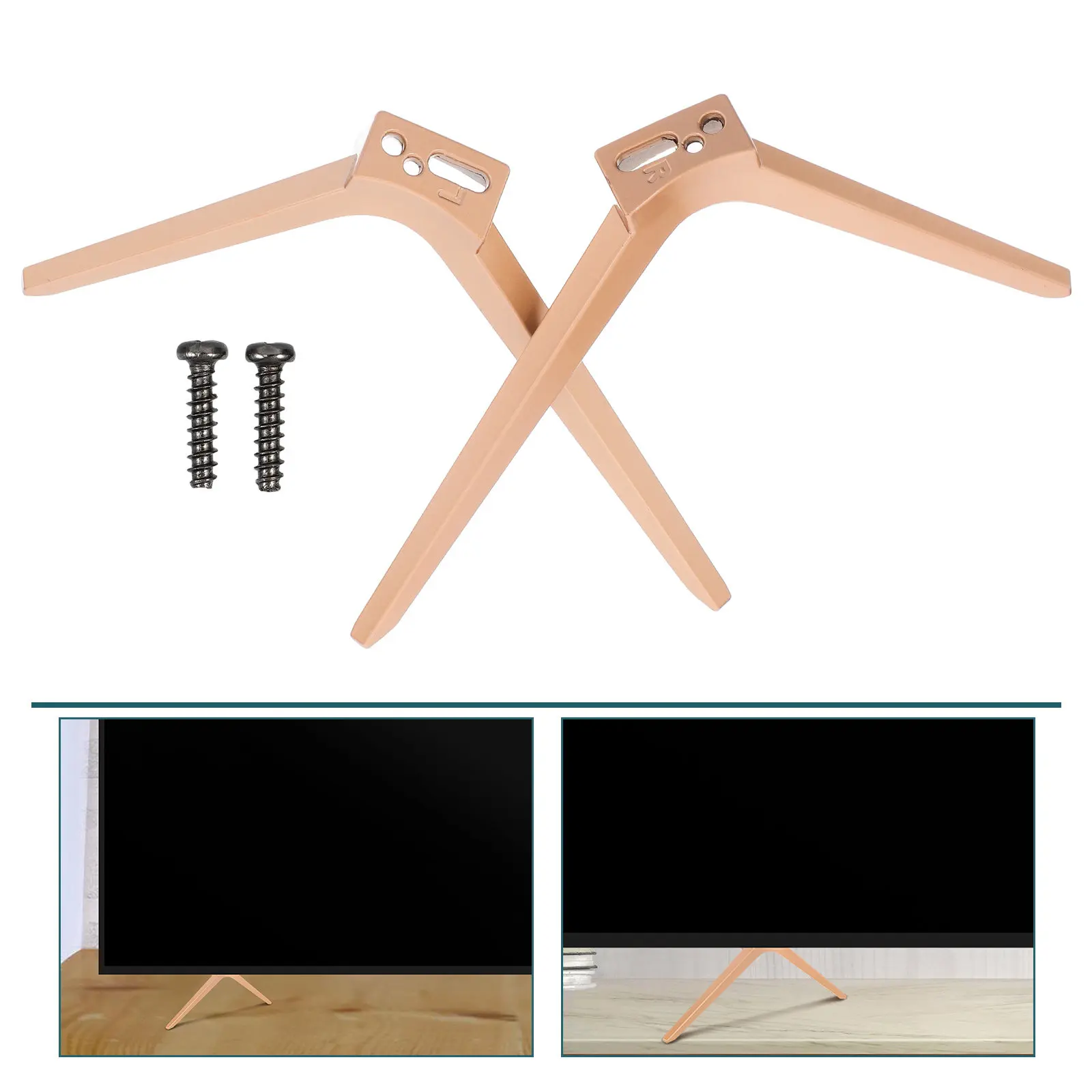 1Pair Zinc Alloy Universal TV Stand Legs Tabletop Mount Adapter for Flat Screen Tvs Home Office Bedroom Corner Small Spaces