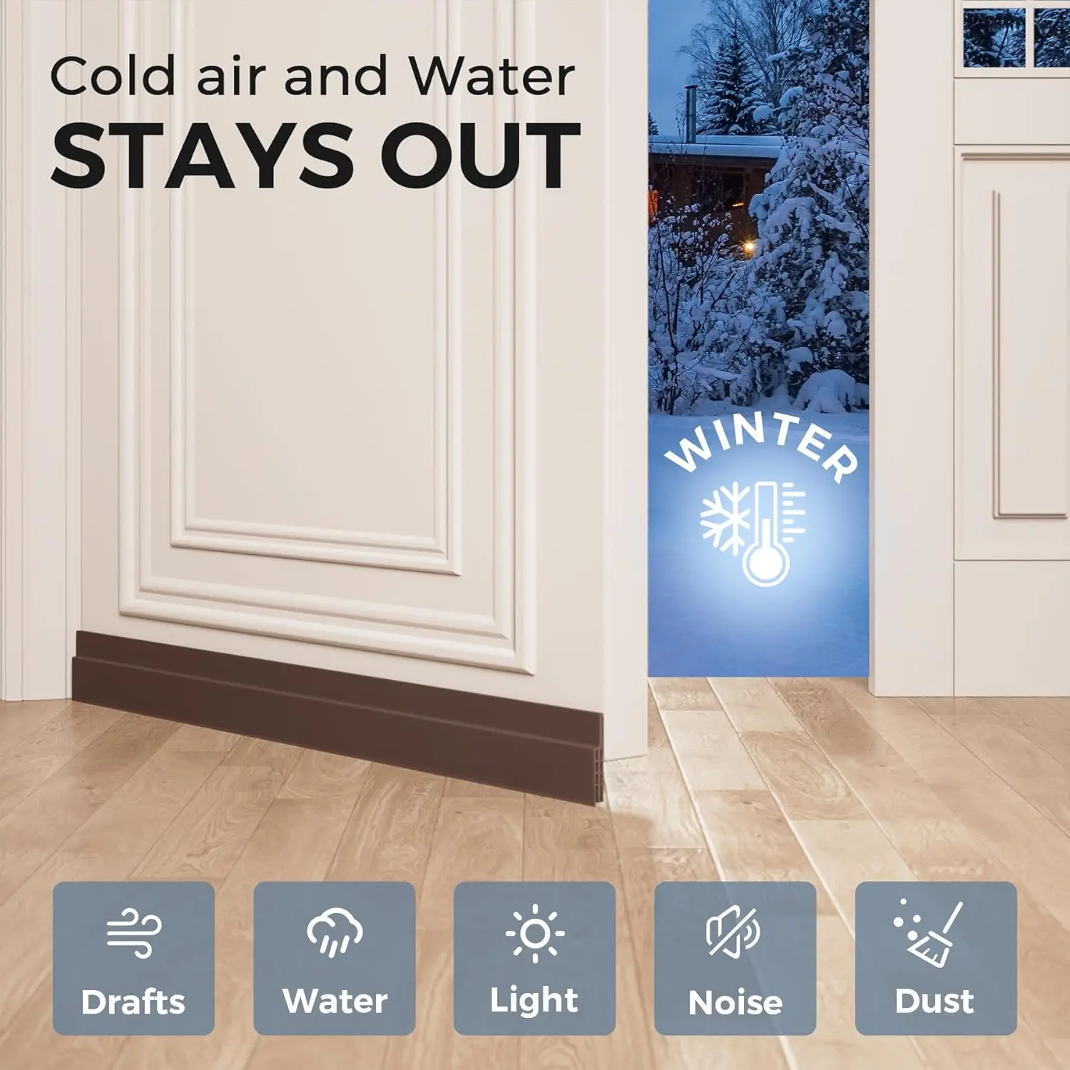 سدادة/منع مسودة الباب البني مكونة من قطعتين، 39 بوصة طول × 2 بوصة عرض. شريط كنس الباب العازل للصوت، مثالي لتحسين المنزل الجديد بنفسك. #2