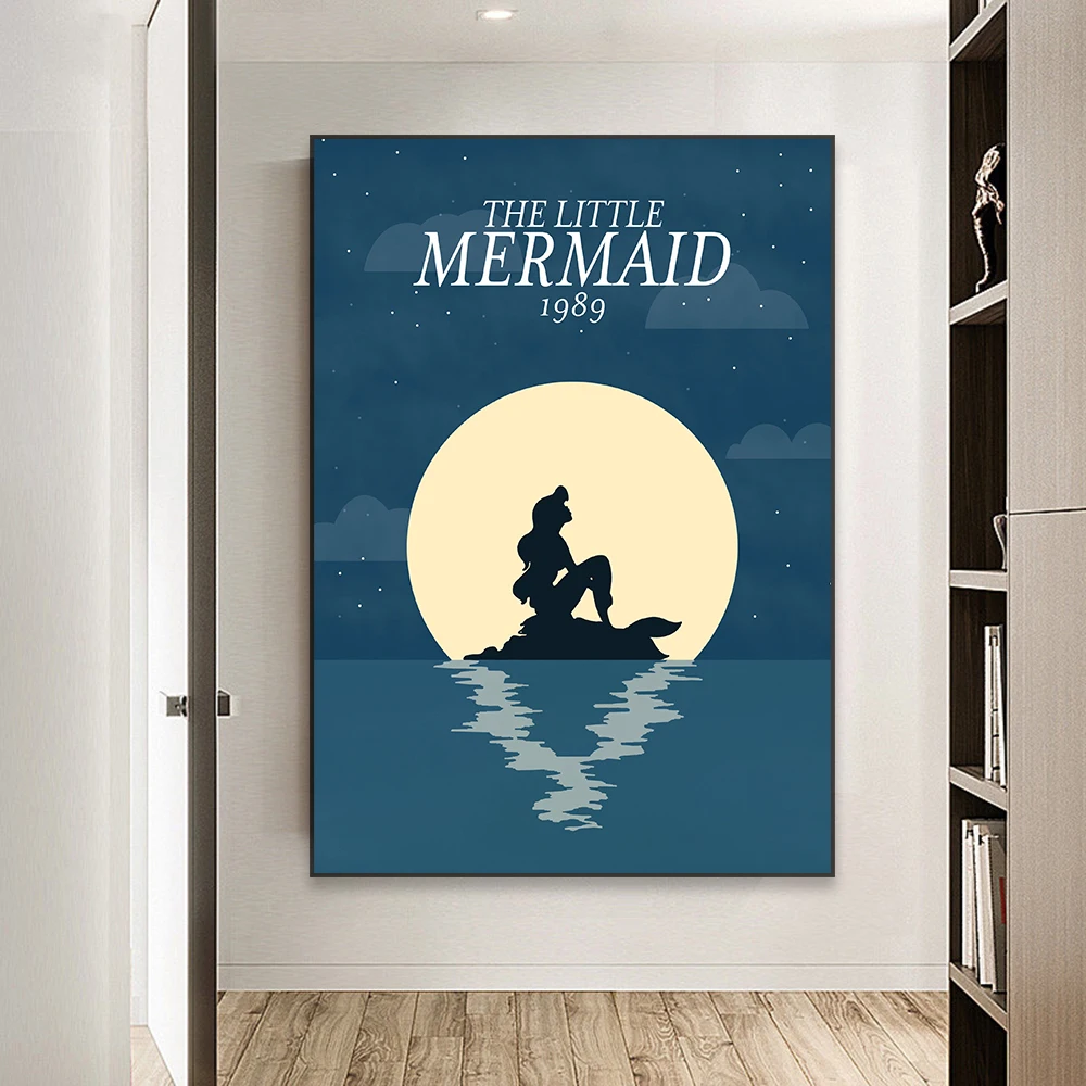 The Little Mermaid Princess Poster Disney Movie Film Art Prints Disney Princess Cartoon Canvas Painting Home Bedroom Decor