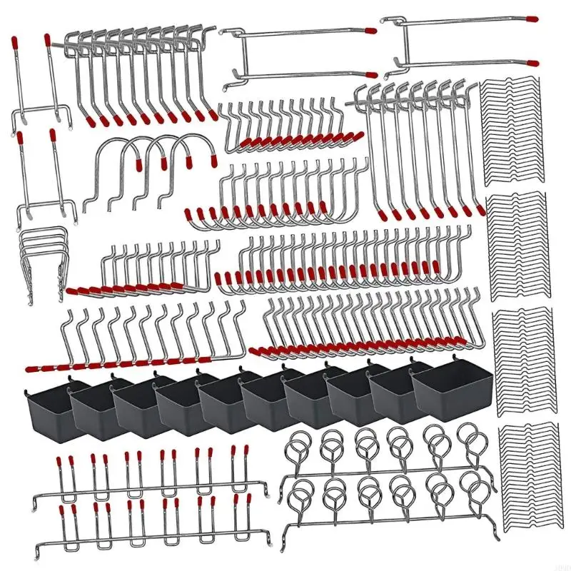 

228Pcs Metal Garage Pegboard Hooks Industrial Strength Tool Hanger Corrosion Resistant JOMD