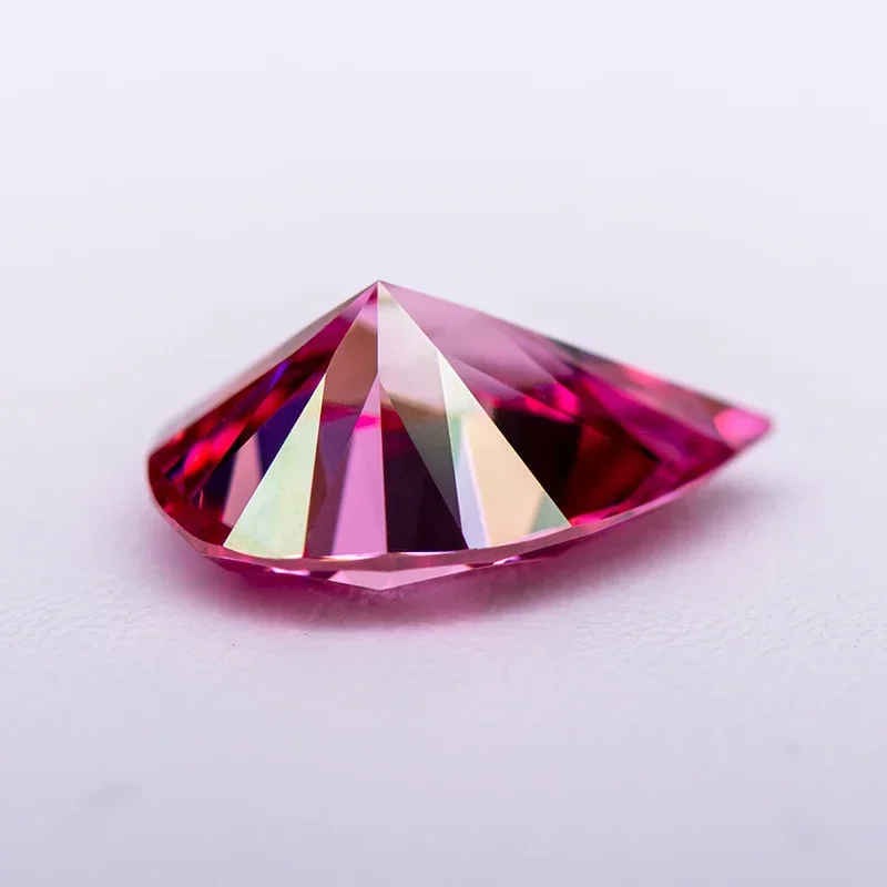 Moissanit-Edelstein, Birnenförmiger Schliff, Rosa Farbe, Laborgezüchteter Diamant, DIY-Ring, Halskette, Ohrringe, Hauptmaterialien mit Zertifikat – Detail 4