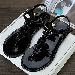 Summer Handwork Flower Women jelly Sandals 2024 New Clip Toe Flip Flops Shoes Female Flat Casual Beach Holiday Non-slip Slippers