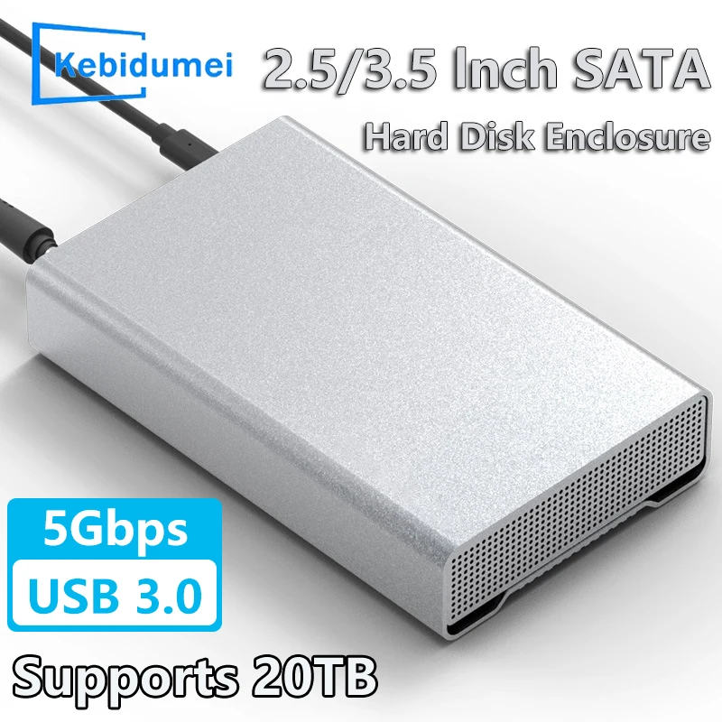 

2.5/3.5 Inch HDD SSD Case SATA to Typec/USB 3.0 Adapter 5Gbps 20TB High Speed External Hard Drive Box for PC Laptop Home Office