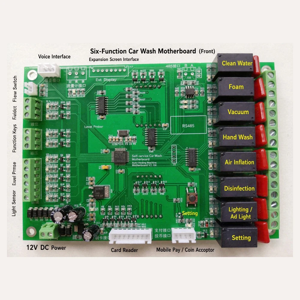 Mainboard Kit For Coin-Operated Self-Service Car Wash Or Laundry Machines, Featuring Six Functions