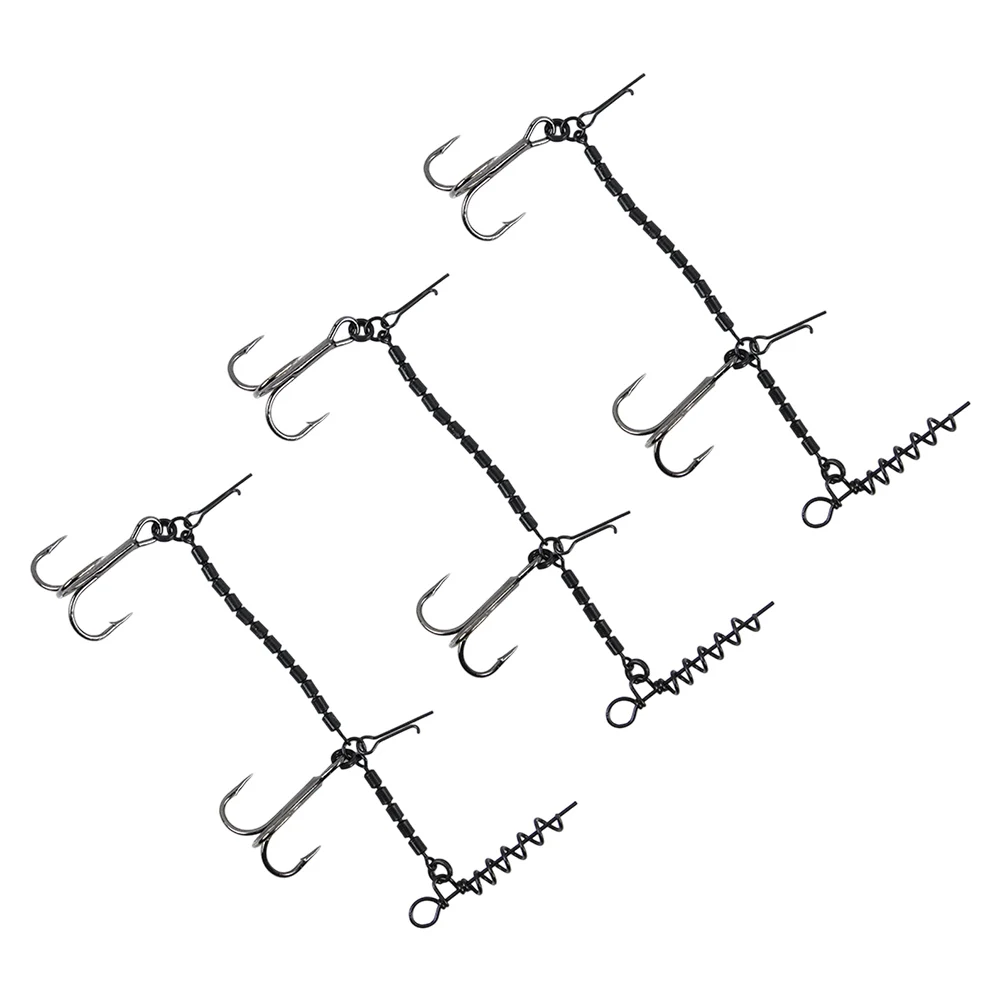 Fishing Rig Hook with Treble Barbs Corkscrew Design for Pike Stinger Fishing 10 Pieces Resistant to Saltwater and Freshwater
