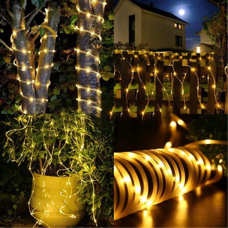 Solar String Light Outdoor Tube Rope Lights Waterproof Tube Lights for Outdoor Home Garden Parties Decor Led Lights Outdoor