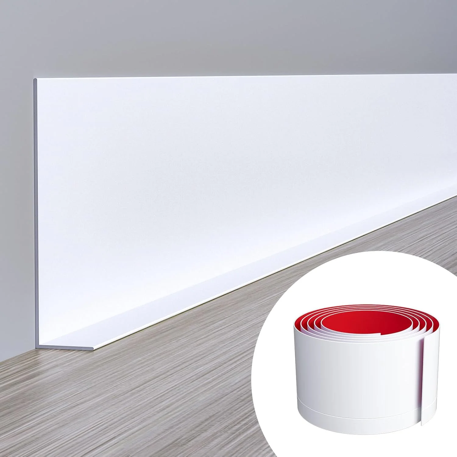 1 unidad de rodapié flexible de 2 m x 8 cm, hecho de PVC blando, línea de rodapié, línea de zócalo, vinilo autoadhesivo impermeable para pared.