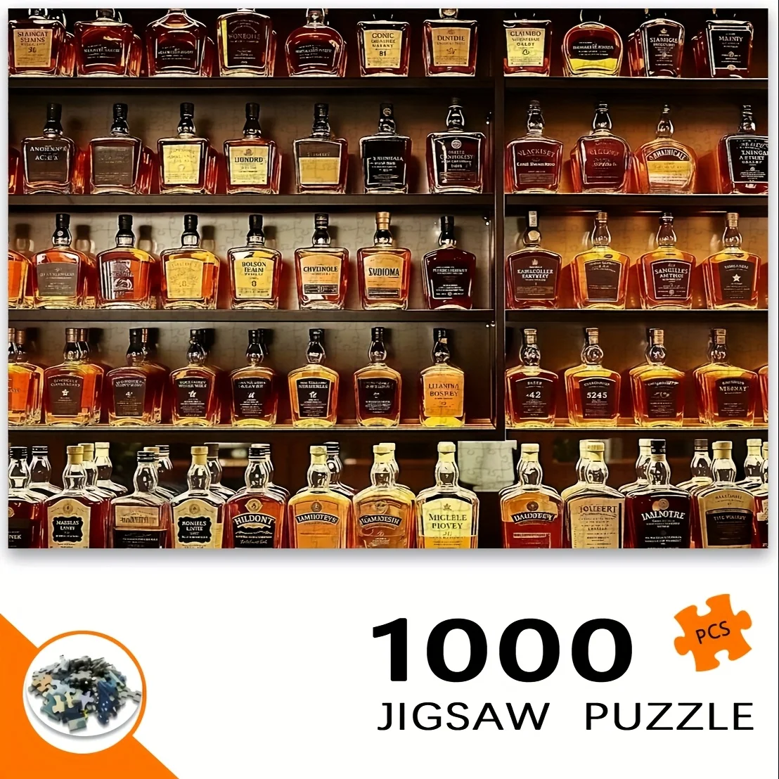 1000pcs of Puzzle Games, Charming Perfume, Adult Puzzle Portable Cuboid Art Decoration, the Perfect Choice for Frameless DIY L