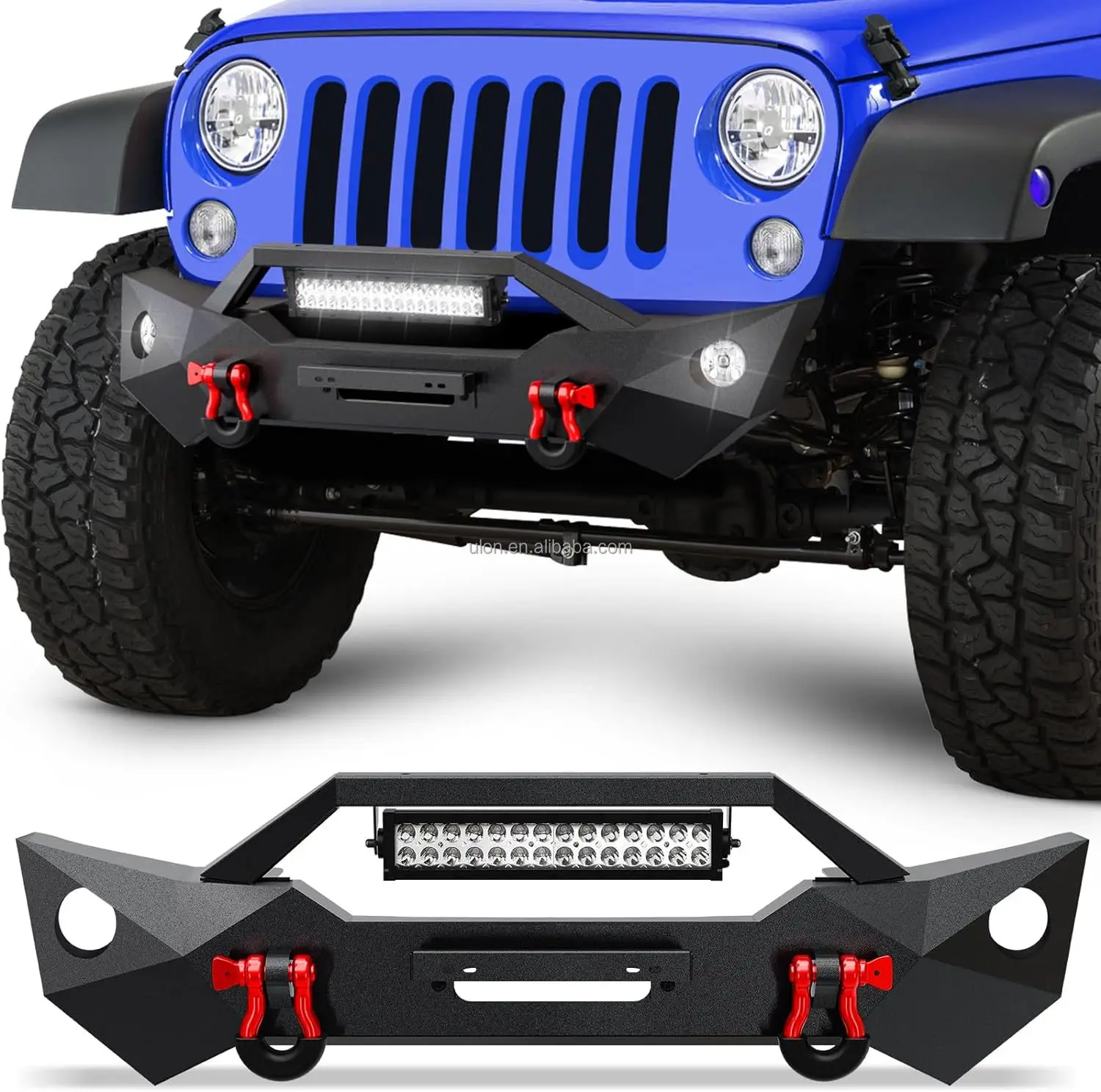 

Factory Price OEM Front Bumper Fit 2007-2018 Jeep JK JKU Unlimited Built-in Winch Plate, License Plate Bracket