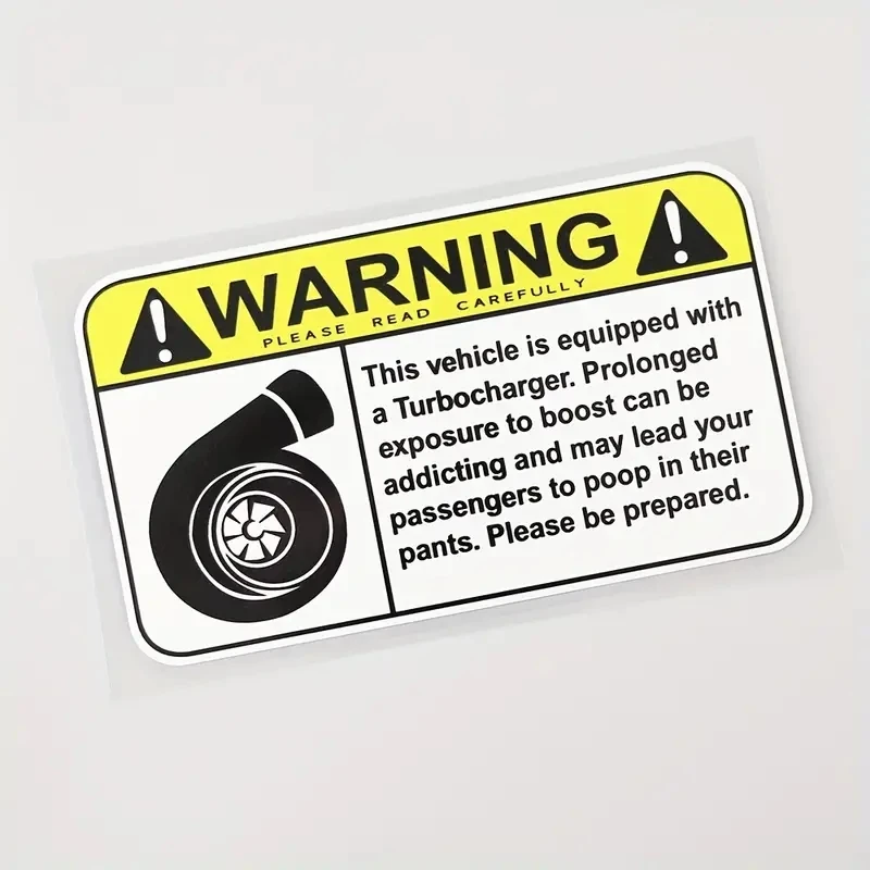 Funny Turbo Warning Sign Car Sticker, Waterproof Vinyl Decal, Creative Auto Exterior Styling Modification Accessories