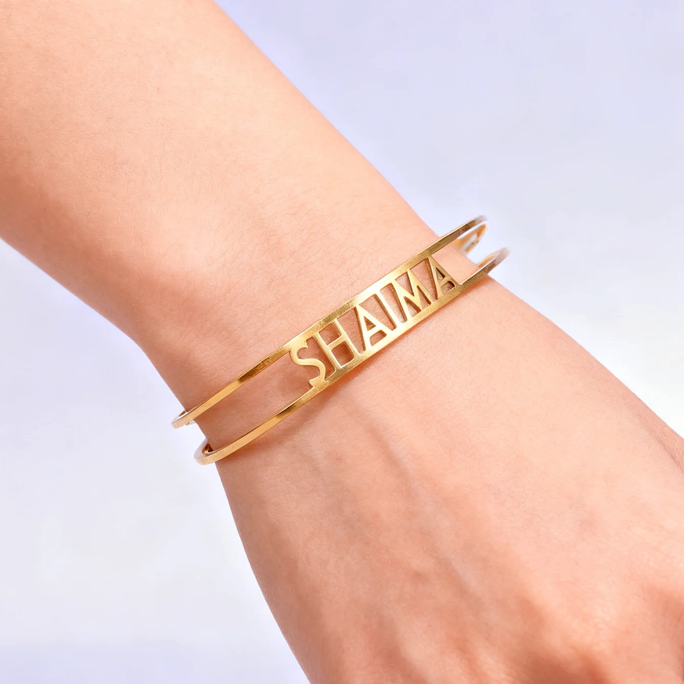 Custom Name Bangles Bracelets For Women Stainless Steel Customized Bangle Cuff Bracelet Female Personalized Wrist Jewelry Gift