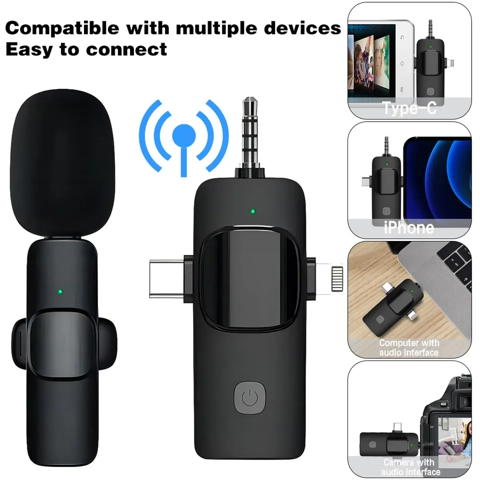 Micrófono inalámbrico para Android/iphone, Mini Lavalier de 3,5mm para grabación de Audio y vídeo
