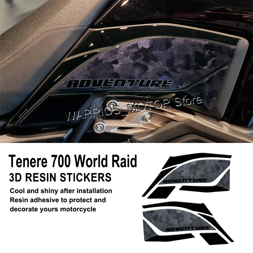 For Yamaha Tenere 700 World Raid 2023 Motorcycle 3D Resin Fuel Tank Pad Protective Stickers