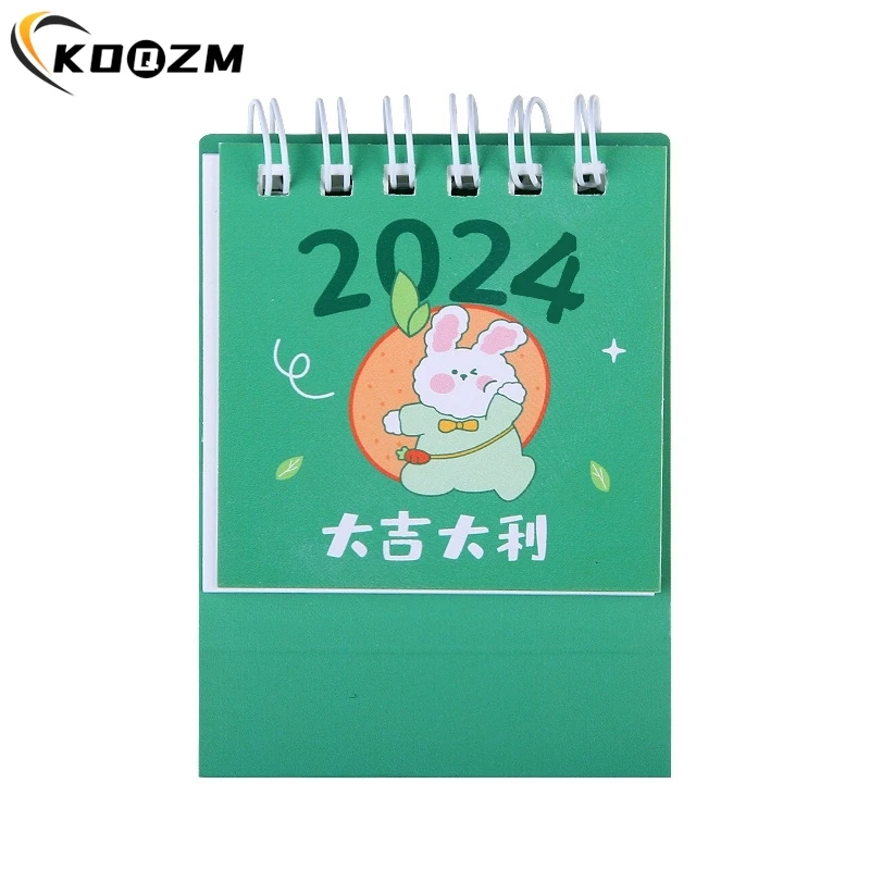 1PCS Mini 2024 Calendar Cute Little Fresh Desk Calendar Mini Desktop Planner Notepad Coil Calendar Book Office School Supplies