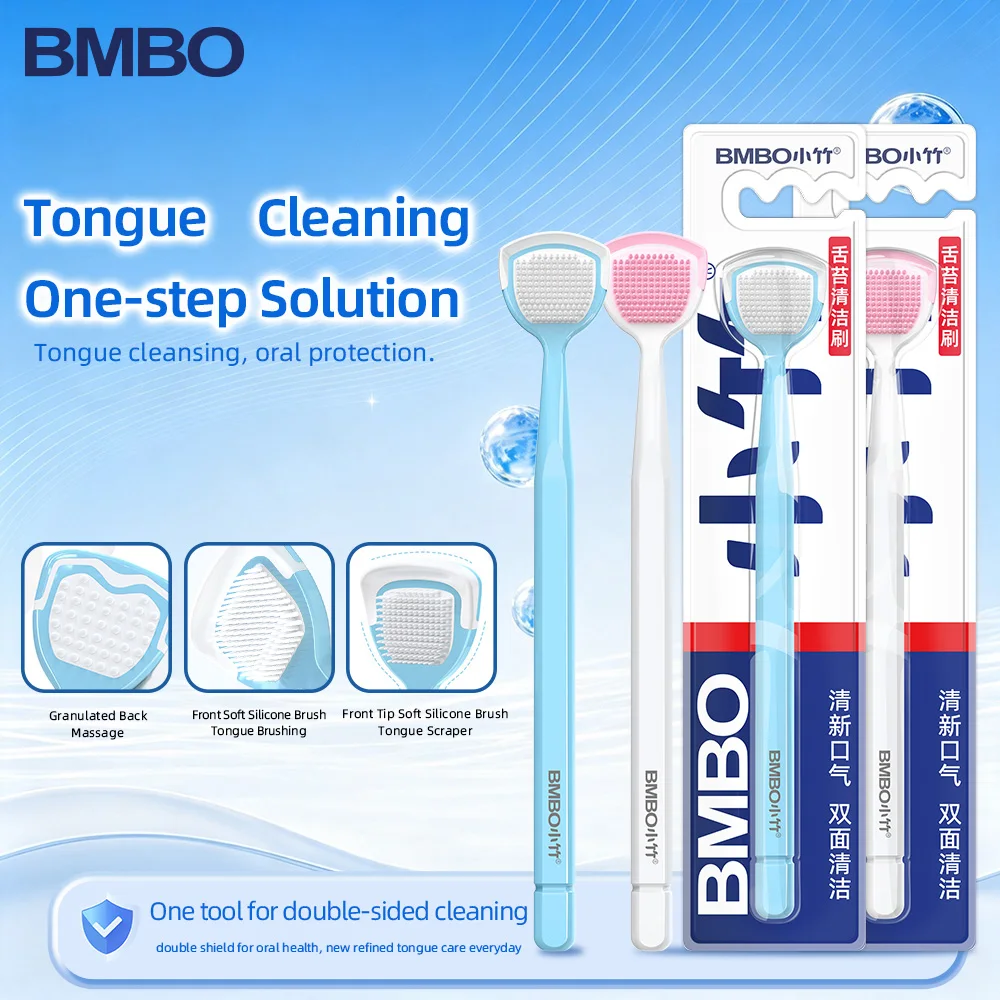 DoubleSided Tongue Scraper Soft Silicone Tongue Cleaner Brush Remove Tongue Coating Fresh Breath Oral Hygiene Care Tool