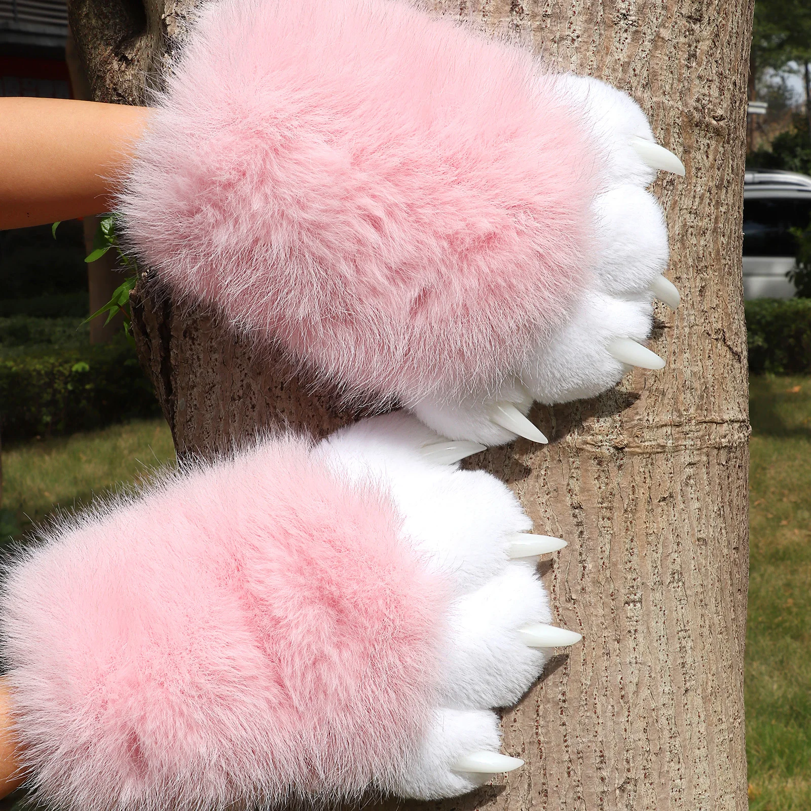 

Furry Cat Gloves With Claws Cosplay Therian Fursuit Paws Costume Accessories