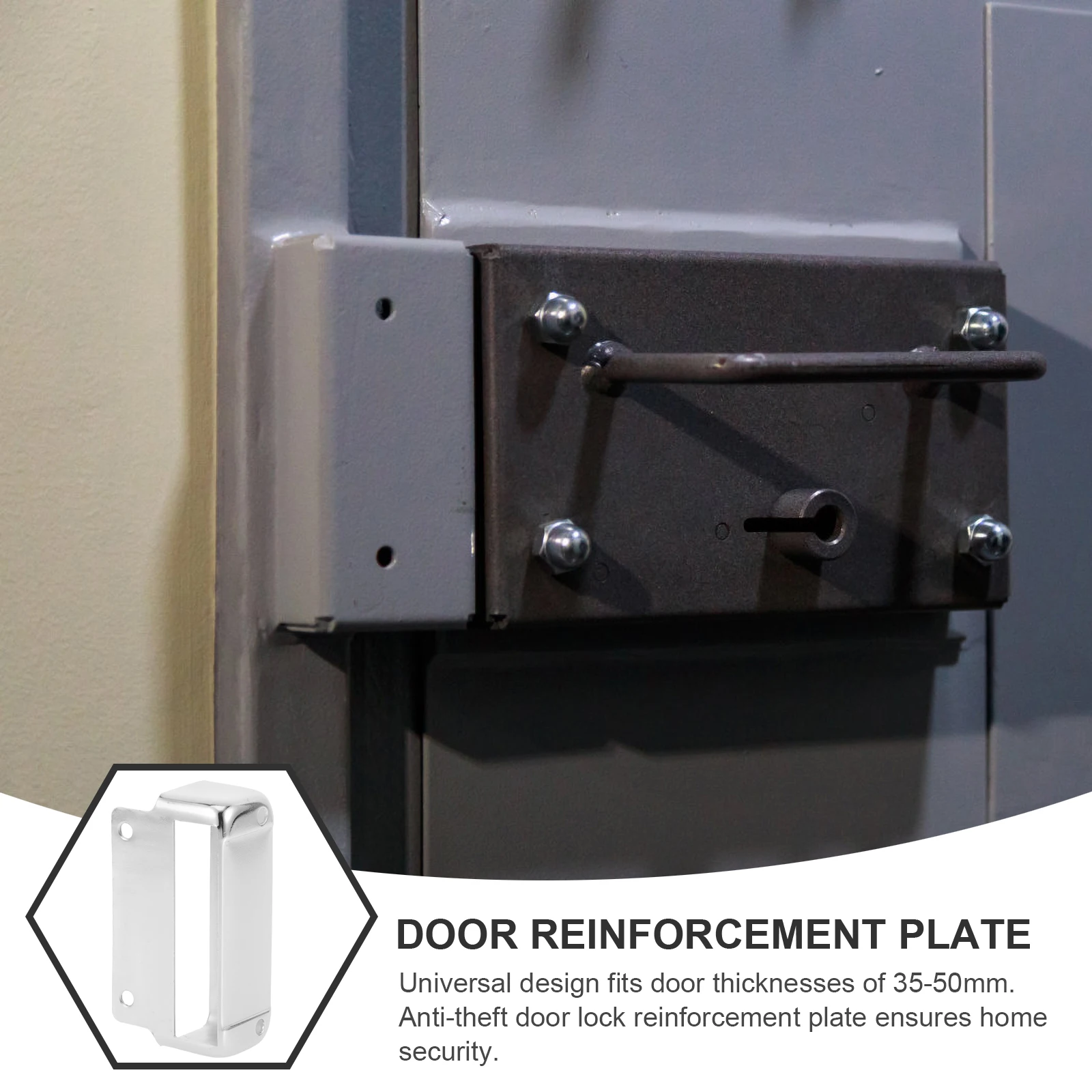 

Universal Door Lock Reinforcement Plate 35-50Mm Stainless Steel Anti-Theft Reinforcer Durable Keyless Easy Install Wrap Around