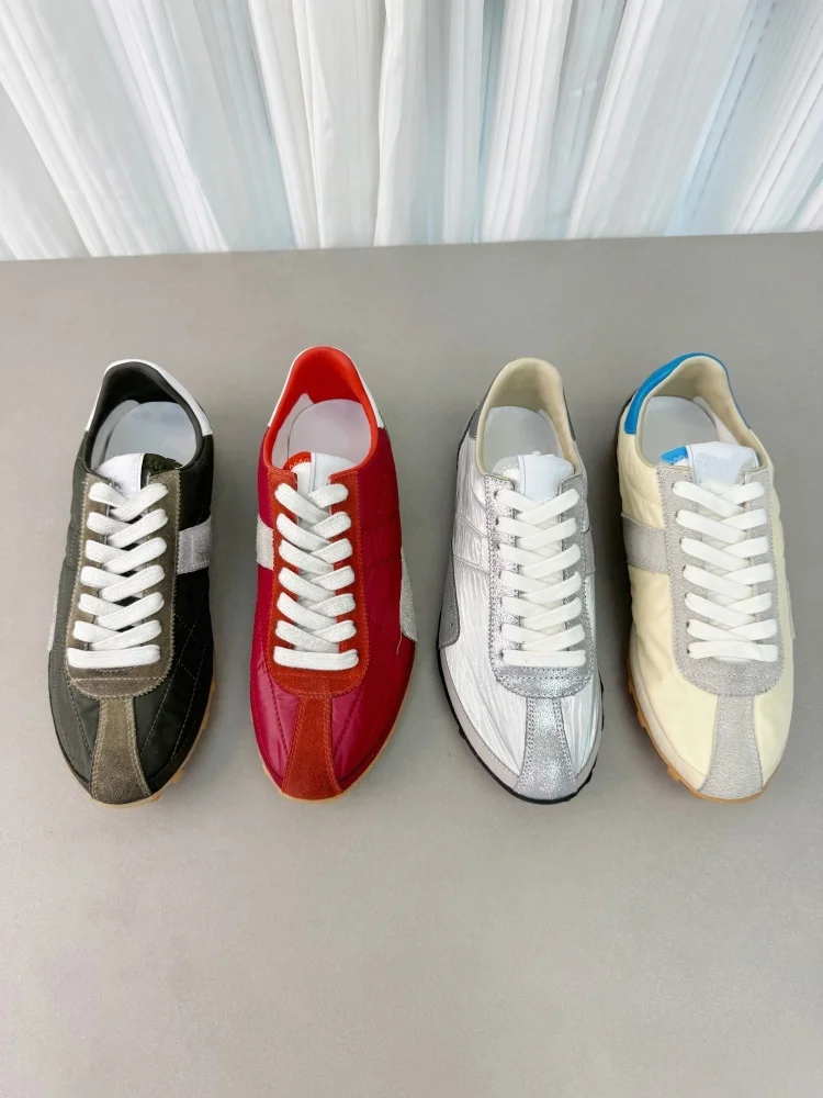 

Retro Vintage 2025 Nylon Sport Deqin oes Women's Color Blo Faion Casual oes round Toe Rubber Sole Wear Resistant