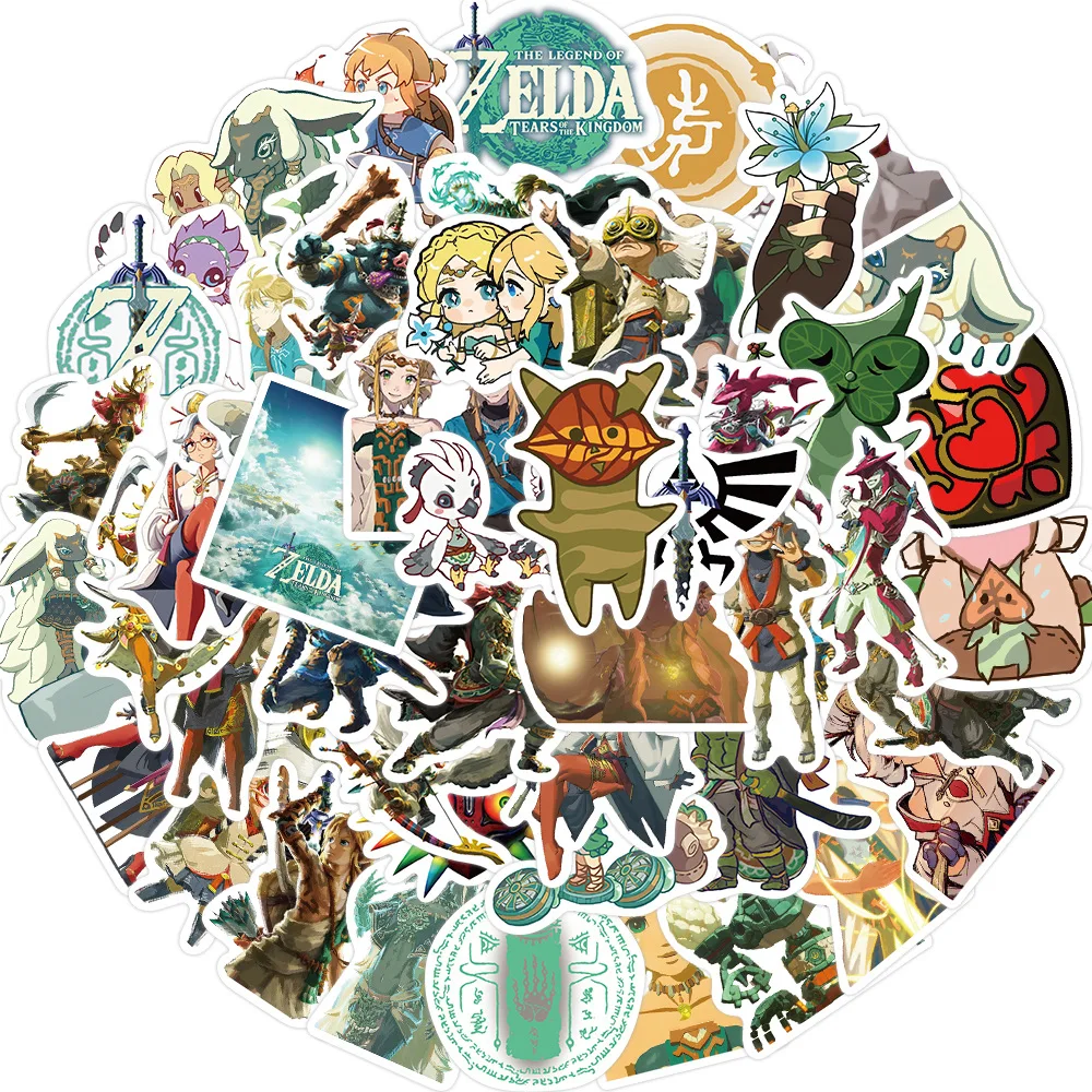 50Pcs The Legend of Zelda: Tears of The Kingdom Stickers Pack, Aesthetic Vinyl Waterproof Game Sticker Decals for Water Bottle