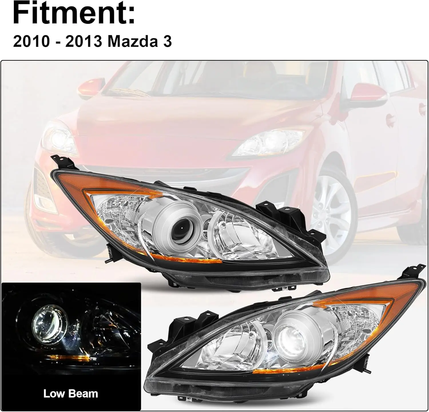 مجموعة المصابيح الأمامية LED مناسبة لـ 2010-2013 مازدا 3 #2