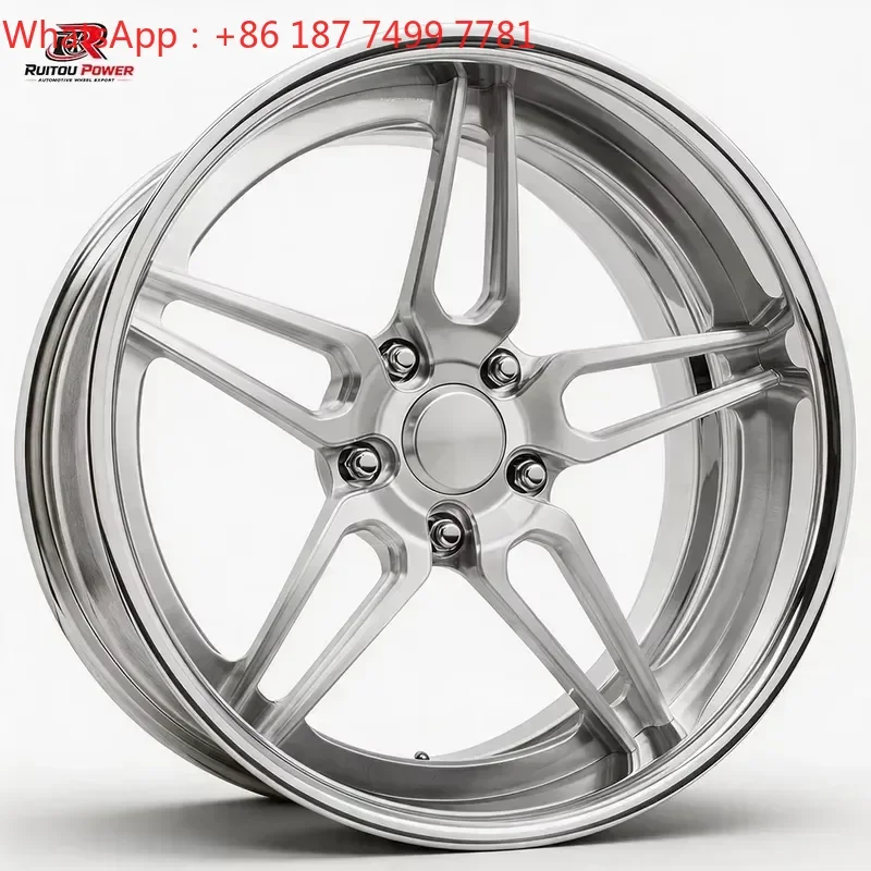 Brushed Silver Aluminum Alloy Wheel Rim 5 Split Spoke Deep Lip Luxury Concave Wheel 20 22 24 26 Inch for