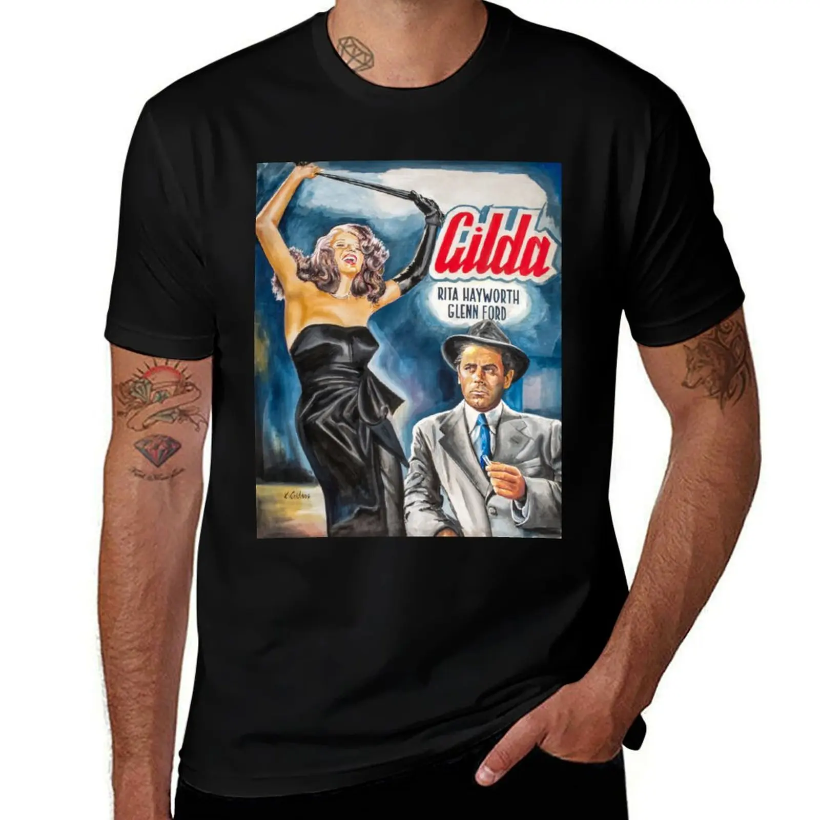 

graphic Rita for Hayworth painting poster graphic movie art T-Shirt man t shirts shirts t man funny T-Shirt Gilda,