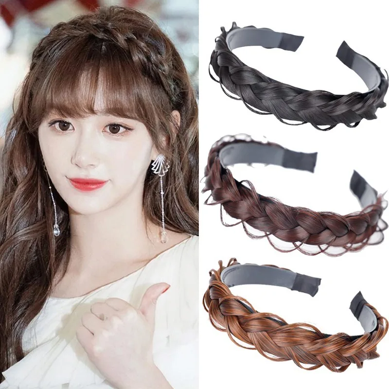Frauen Synthetische Perücke Twist Geflochtene Haarbänder Mode Zöpfe Haarschmuck Frauen Böhmische Natur Stirnband Stretch für Party – Detail 8