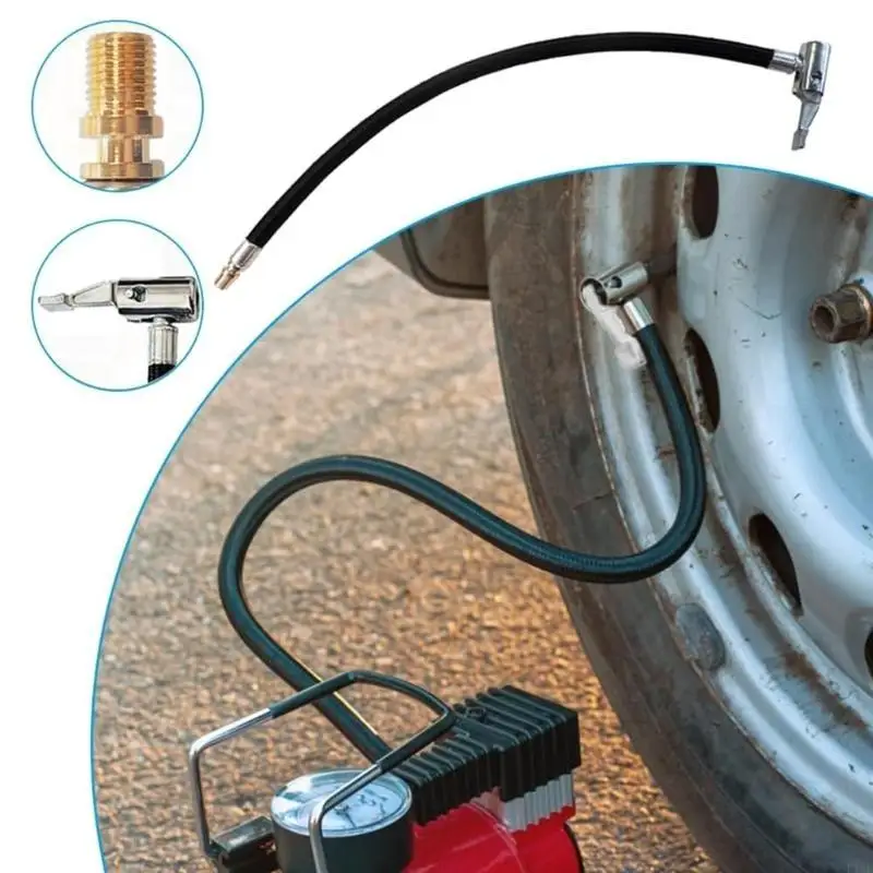 F1CF Air Inflator Hose Adapter, Car Valves Adaptor with Locking Tire Chuck, Tire Inflator Pump Hose Adapter Standard Thread