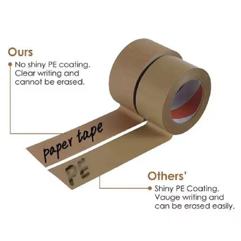 

Degradable Writable Kraft Paper Tape Non-Coated Surface for Marking Easy Tear Eco-Friendly Paper Sealing Box Tape