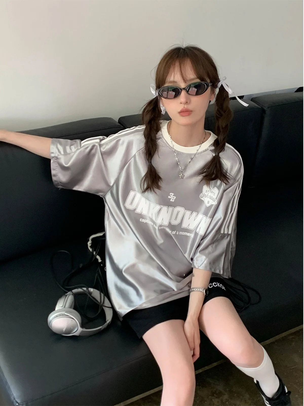 

Лето 2024, футболка в стиле американского ретро, спортивная свободная футболка с буквенным принтом, круглая футболка Ne ort Sve f Sve ex Street Sle