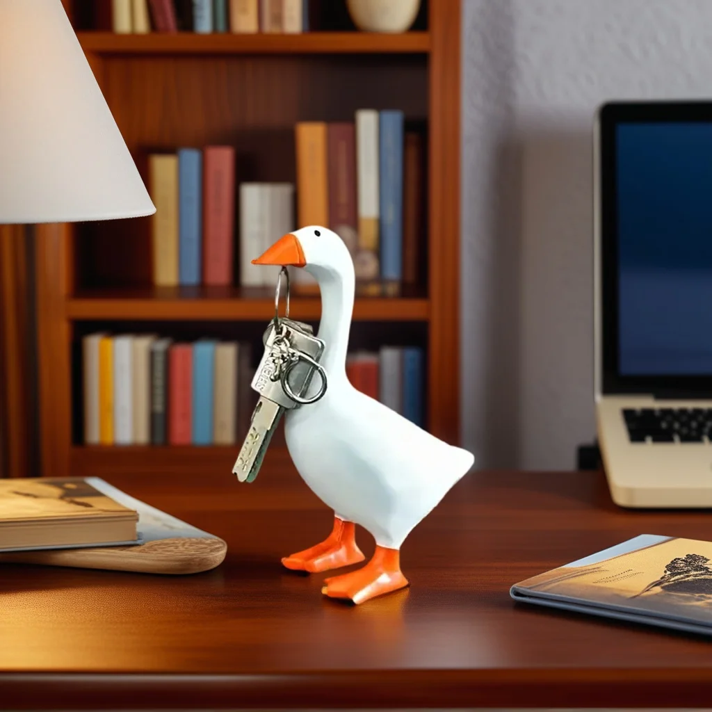 

Cute Resin Duck Key Holder Decor Magnetic Beak Desktop Figurine Fun Home Office Decorative Small Sculpture for Key Storage