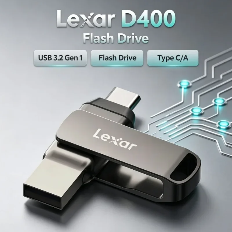 Lexar JumpDrive Dual Drive D400 USB Flash Drive 32GB 64GB 128GB 256GB Type C/A Dual Slot USB 3.2 Gen 1 For PC/Mac