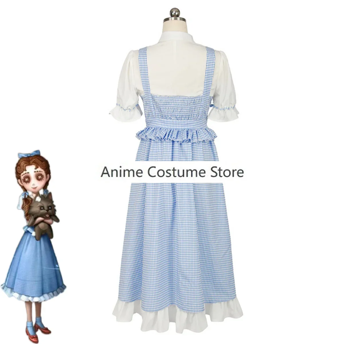 Disfraz de Anime para niña pequeña, traje de Cosplay con Peluca de vestido de celosía azul encantadora, traje Kawaii para Halloween