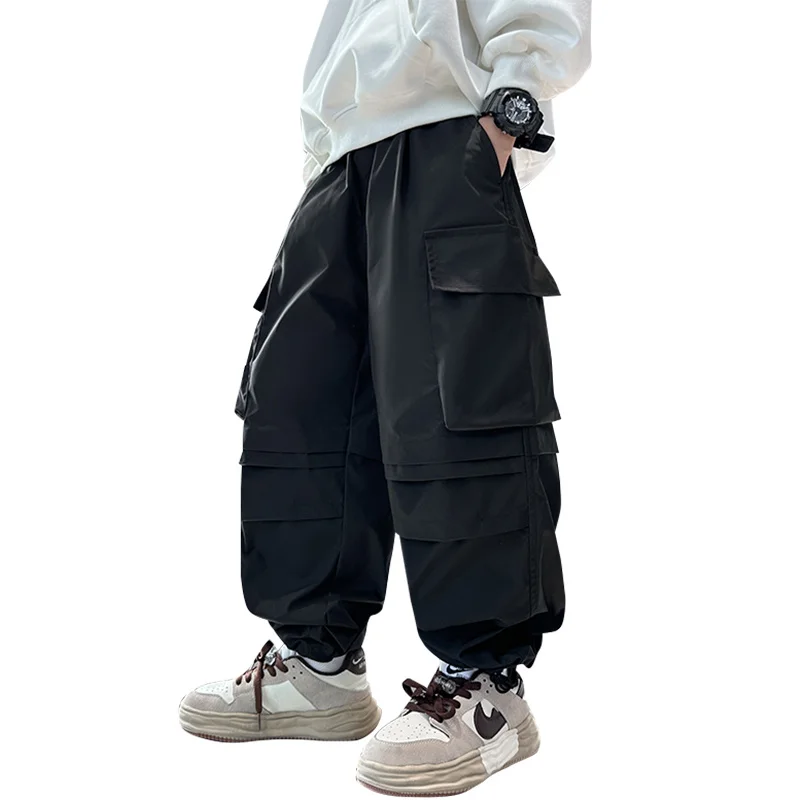 

Spring Autumn Children Cargo Pants with Pockets for Boys Fashion Hip Hop Sweatpants Kids Casual Sports Pants for Teen Trousers