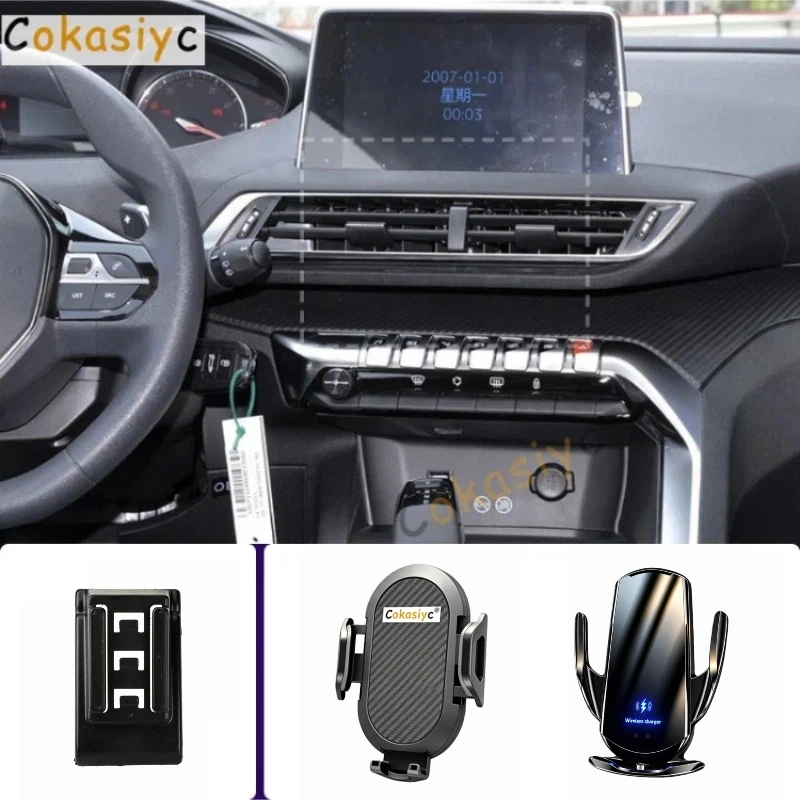Suporte de Telefone para Carro para Peugeot 4008 2016 2017-2023 5008 2017-2023, Suporte para Celular com Carregamento Sem Fio e Base Fixa Especial