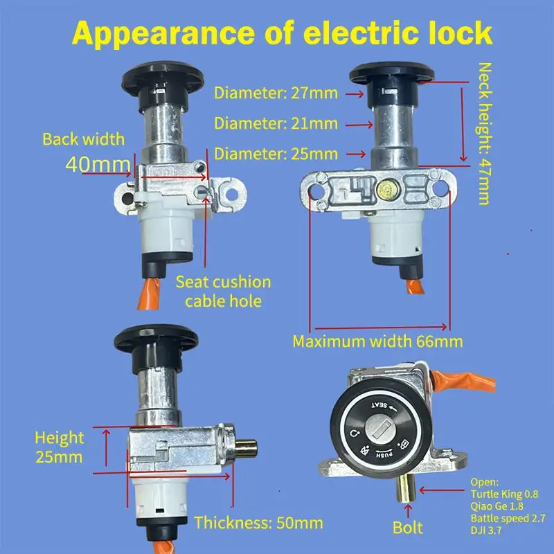 Electric Vehicle Power Lock Switch Motorcycle Seat Cushion Secure Key Lock for Scooter Anti Theft view 4