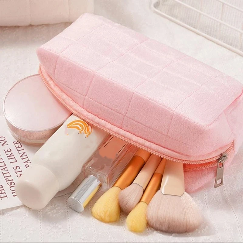 الصلبة الفراء المرأة سستة ماكياج المنظم مستحضرات التجميل حقيبة التخزين حقيبة يد القرطاسية مقلمة السفر يشكلون أدوات الزينة لكمة #3