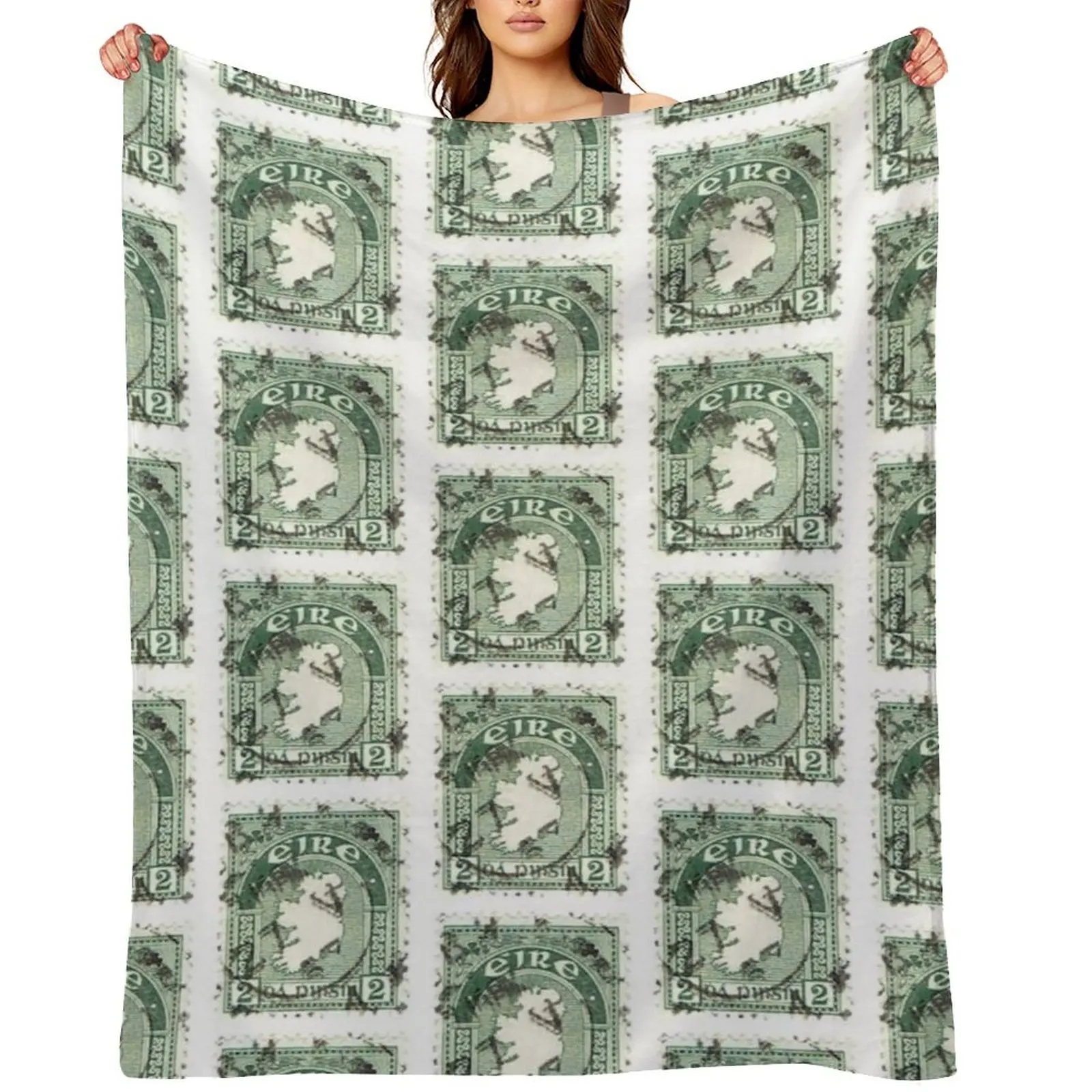 Vintage Ireland Postage Map Throw Blanket Plush Soft Beds Sofa Multi-Purpose Soft Plush Plaid Giant Sofa Blankets