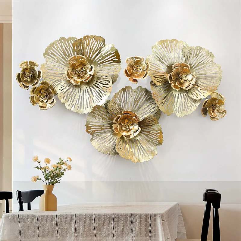 

Chinese Style Wall Decoration Living Room Rich Honorable Peony Flowers Three-dimensional Wrought Iron Background Wall Pendant