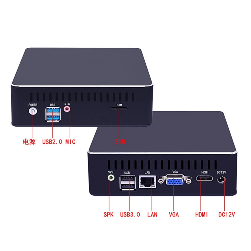 DYASUO-sistema linux sin ventilador y Windows, mini pc para juegos, intel core y Celeron 6th/7th 3855U i3 i5 i7