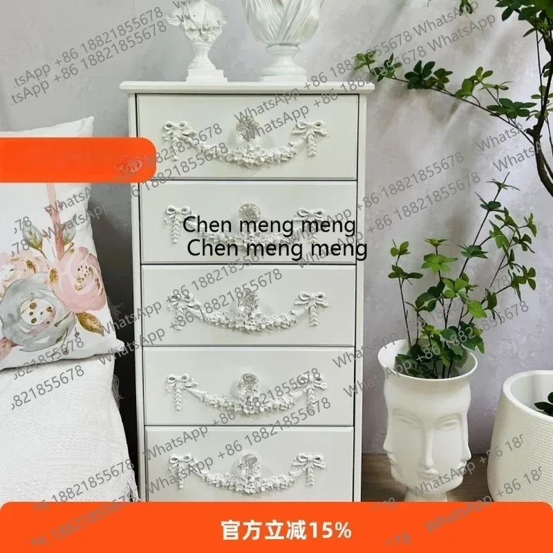 

Living Room Bedroom French Five-bucket Storage Cabinet European Locker Solid Wood Bedside Bedside Cabinet Drawer