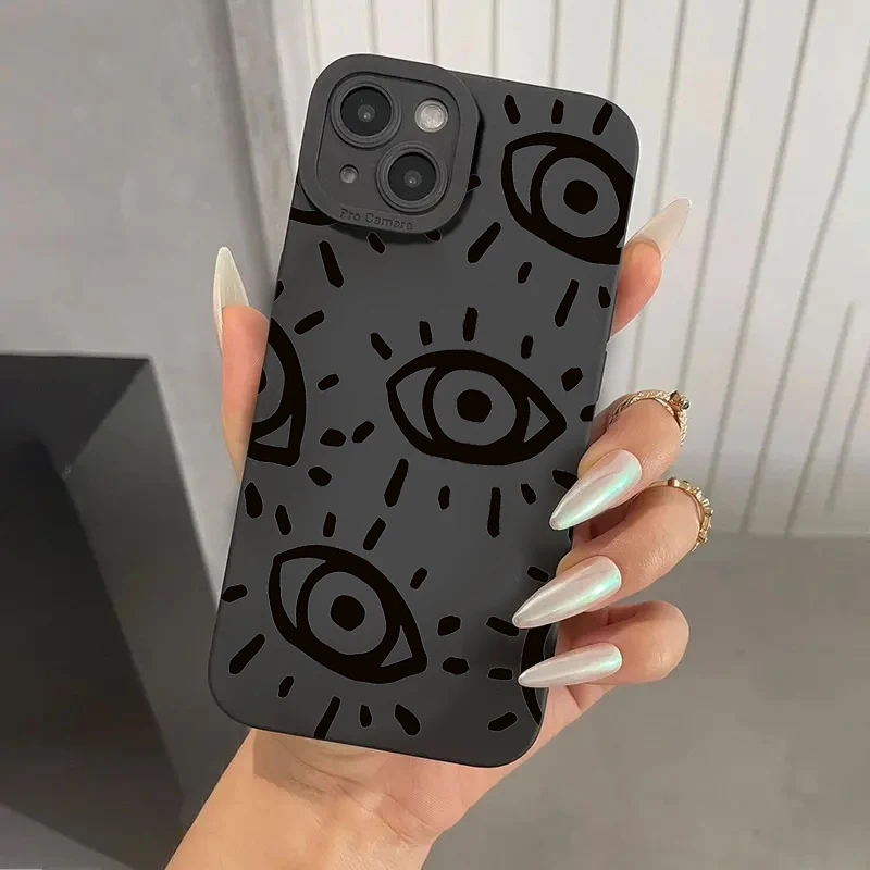 Fashion Eyes Silicone Phone Case For iPhone 15 Pro Max 11 12 13 14 16 X XS Max XR 7 8 Plus SE 2020 13 Mini Shockproof Soft Cover