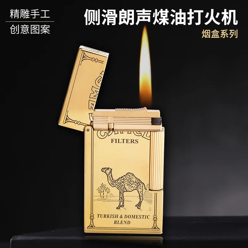 2026  Zhurong Classic Retro Cigarette Side Slip Loud Sound Kerosiene Lighter Cigarette Case Is The First Choice for Men’s Gifts