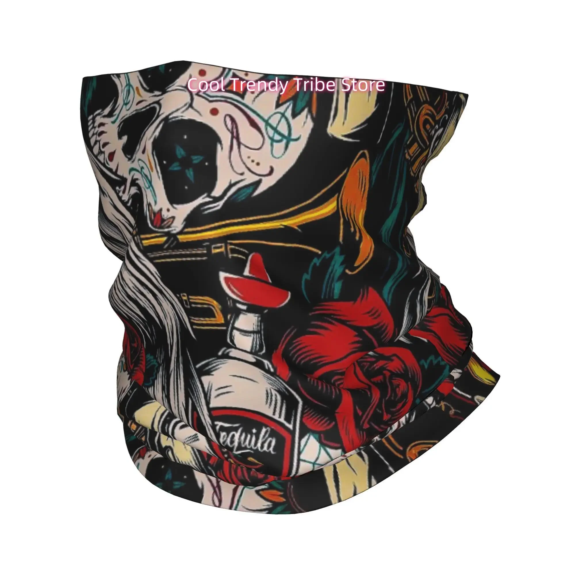 Day of The Dead Sugar Skulls Vibrant Mexican Folk Novelty Print Bandana Men Funny Head Scarf Outdoor Fashion Headwrap Gift