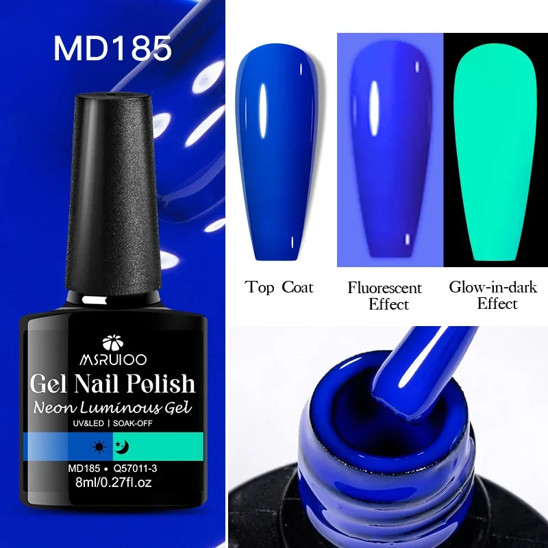 8 ml fluoreszierender, im Dunkeln leuchtender Gel-Nagellack, Neonfarbe, UV-LED-Nagelgel, Soak Off-Gel-Lack, leuchtendes Nail-Art-Gel für den Sommer