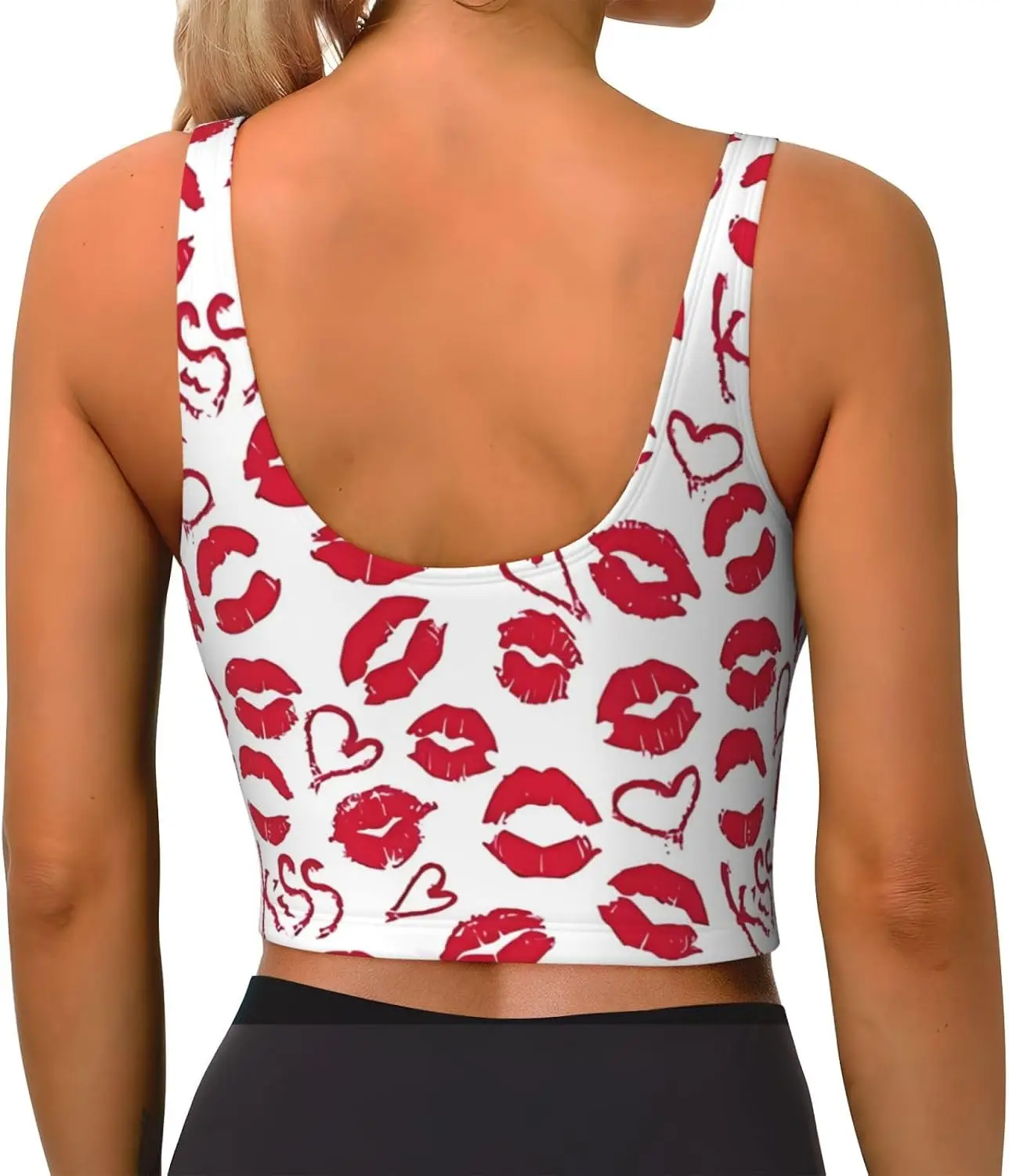 Scoop Neck Women Sports Bras U Back Yoga Crop Tank Tops Removable Pads Fitness Exercise Workout Running