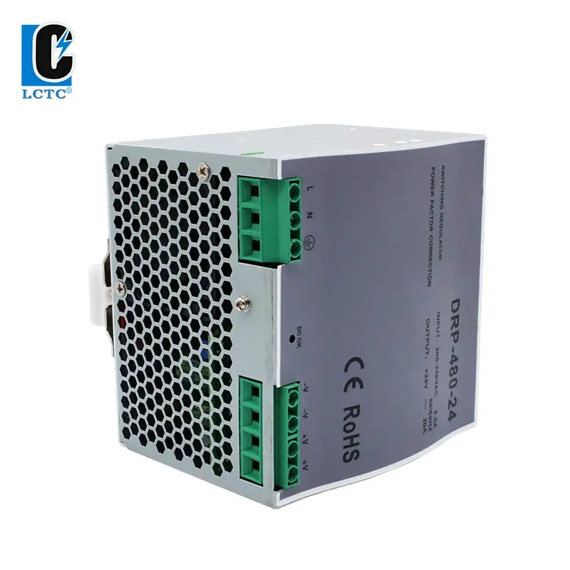 480W DC 12V 24V 36V 48V Output Voltage 10A 13.3A 20A 40A DRP-480 Rail Type Switching Power Supply Transformer