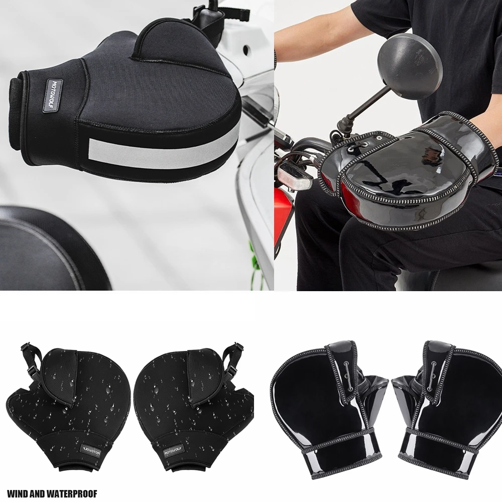 Motorcycle Handlebar Gloves Mittens Warmer Motorbike Hand Cover Thicken Grip Muff With Reflective Strip view 2
